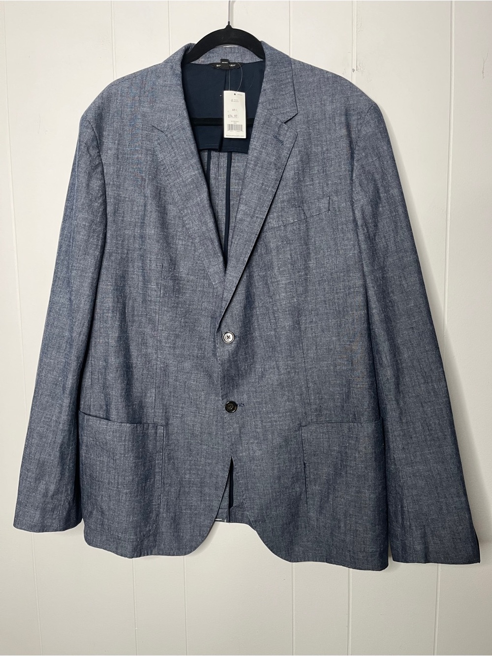 NWT Banana Republic Slim Fit Unlined Blue Chambray Sport Coat 48L